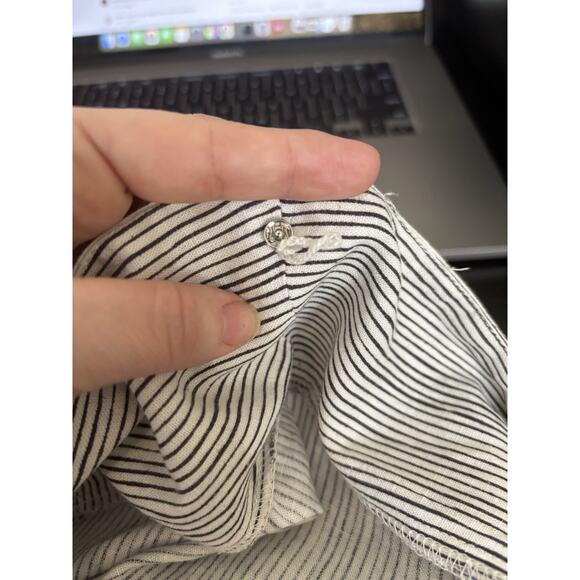 Linen Blend Square Neck Vertical Striped Top Sz Large Coastal Nautical Resort - Picture 5 of 6